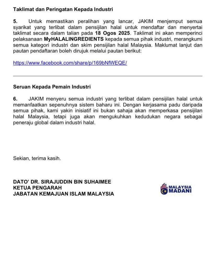 Kenyataan Media Jabatan Kemajuan Islam Malaysia Berkenaan Pelaksanaan Myhalalingredients 2 Kenyataan Media Jabatan Kemajuan Islam Malaysia Berkenaan Pelaksanaan Myhalalingredients 2
