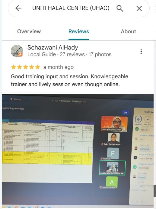 Uniti Halal Centre (Uhac) Sebagai Pilihan Utama Penyedia Latihan Halal 8 Uhac Lively Session Even Though Online