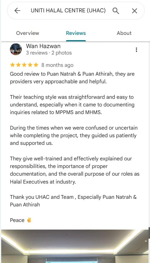 Uniti Halal Centre (Uhac) Sebagai Pilihan Utama Penyedia Latihan Halal 2 Uhac Very Approachable And Helpful